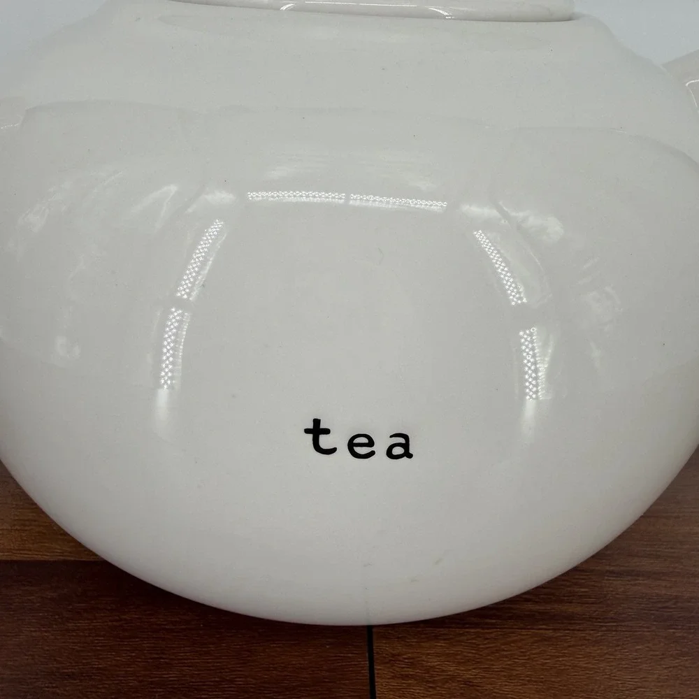 VTG 90s Pottery Barn Coffee House Tea Pot White Large 8-10 Cup 
